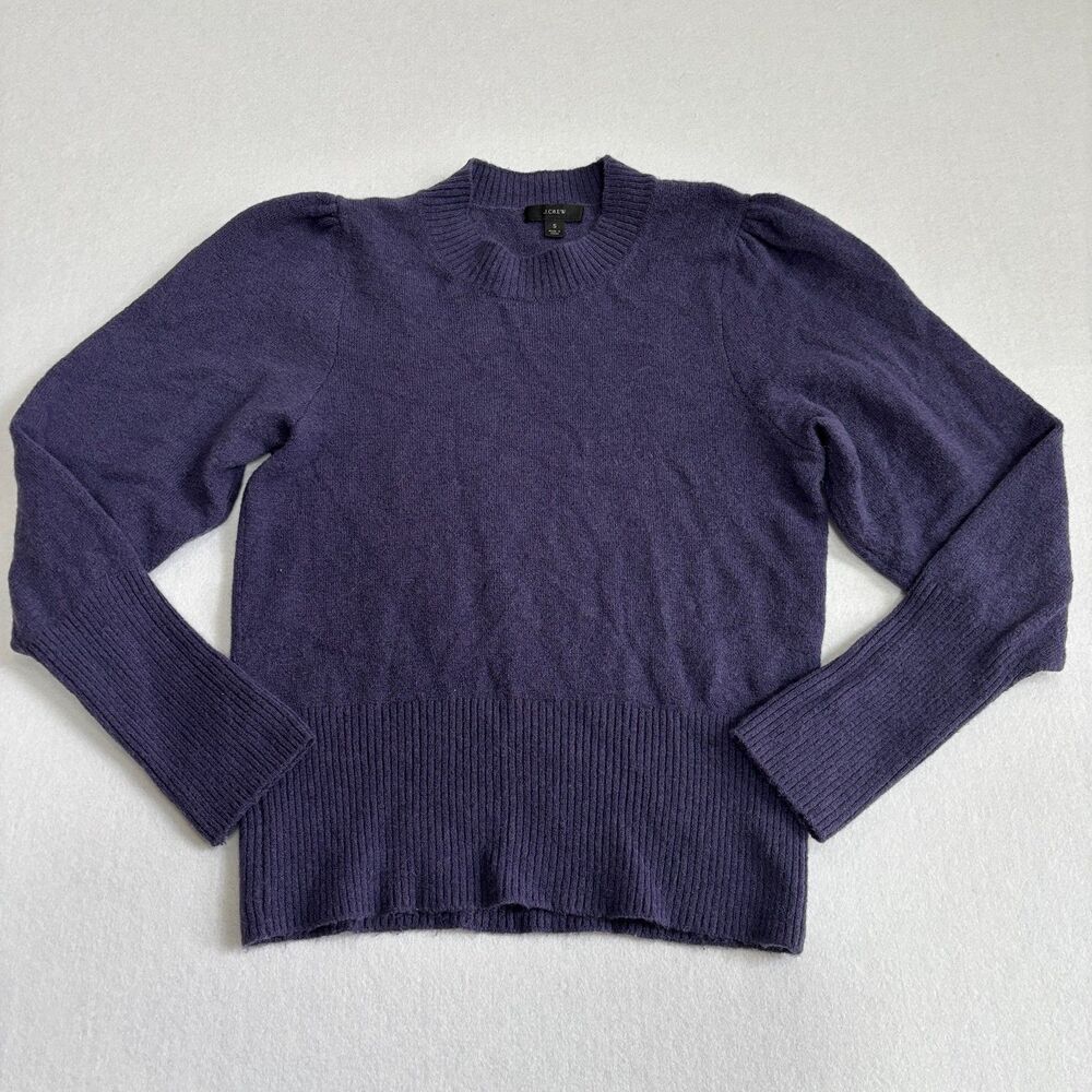 J Crew Puff Sleeve Wool Alpaca Blend Sweater Women's S Bluish Purple Preppy